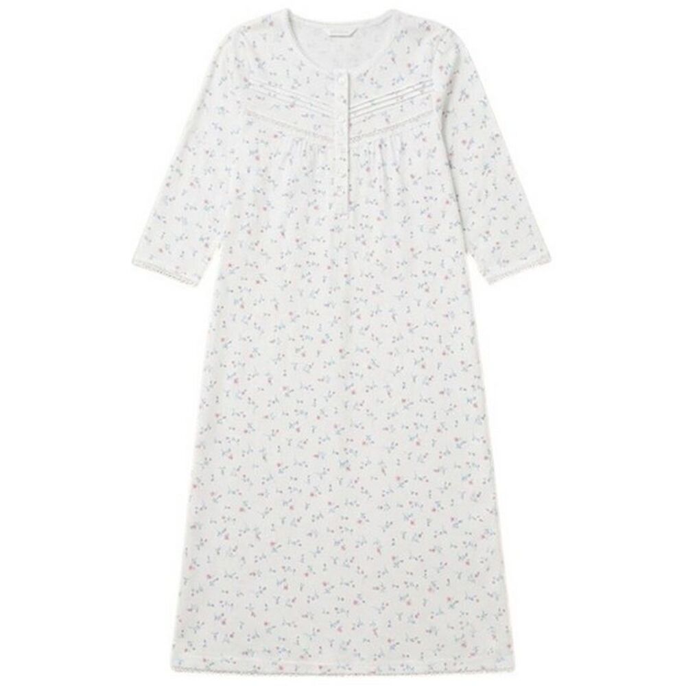 Camille Womens/Ladies Natural Cotton Long-Sleeved Nightdress / Ivory